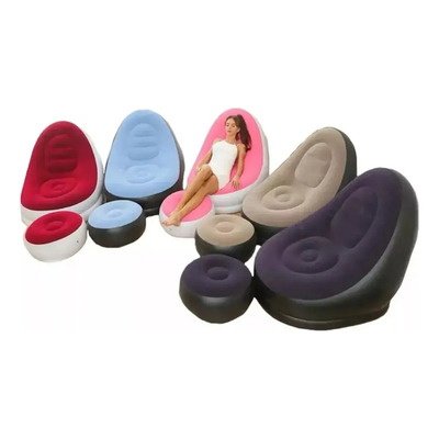 Sillón Inflable 2 En 1 Reposet Con Reposapiés Puff Aleatorio Multicolor