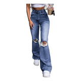 Pantalones Vaqueros Bootcut Sueltos Rotos De Moda Para Mujer