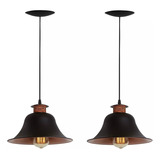 Lampara Industrial Color Cobre Y Negro, Colgante (pack X 2)