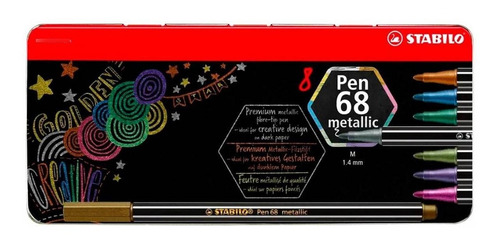 Caneta Stabilo Pen 68 Metallic Com 8 Cores