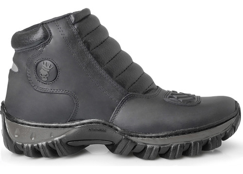 Bota Masculina Motociclista Cano Curto Ziper Motoboy Couro