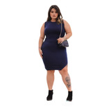 Vestido Regata Plus Size Canelado Premium Tubinho Com Fenda 