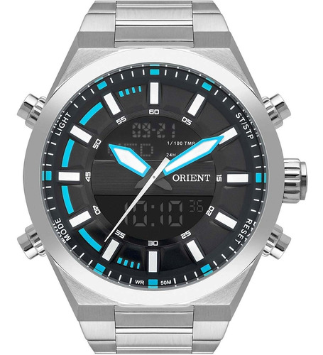 Relógio Orient Masculino Prata Neo Sports Dual Timer Em Aço