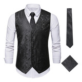 Chaleco Tipo Blazer Con Estampado Floral Para Hombre, Formal