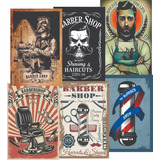 Kit 6 Placas Decorativas Barber Shop Barbearia 