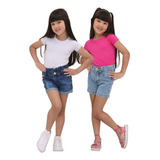 2 Short Jeans Criança Verão Roupa De Menina Infantil Juvenil