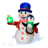 Inflable De Navidad Muñeco De Nieve Y Pingüino 1.2mt De Alto