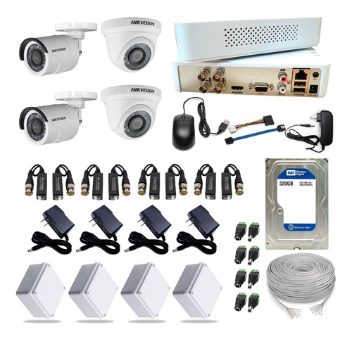 Camaras De Seguridad Kit Cctv Dvr 4c + 4 Cám + Disco Duro 