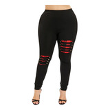 Shaoke Leggings De Ajedrez Rasgados De Talla Grande For