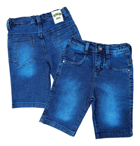 Kit 2 Bermudas 2 Ao 8 Jeans Shorts Infantil C/ Ajuste Menino