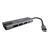 Hub Adaptador 5en1 Multipuerto Tipo C Usb 3.0 4 K Hdmi Rj45