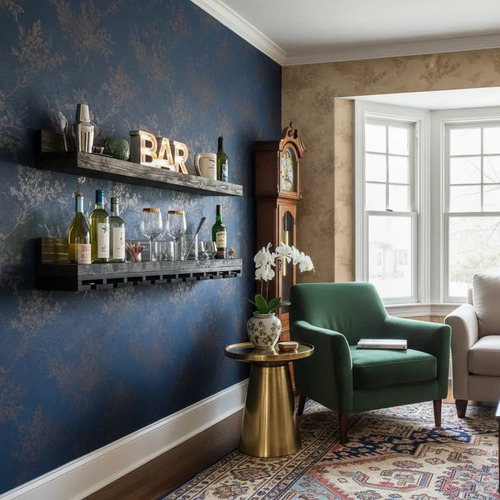 Repisa Bar Flotante Madera De Pino Botellas Decora Tu Hogar
