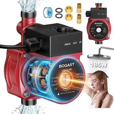 Bomba Presurizadora Automática 1\u002F6 Hp 185w 35l\u002Fmin Bomba Para Agua Presurizador De Agua Silenciosa Agua Caliente Para Ducha, Calentador, Sistema De Calefacción Por Suelo Radiante | Meses sin interés