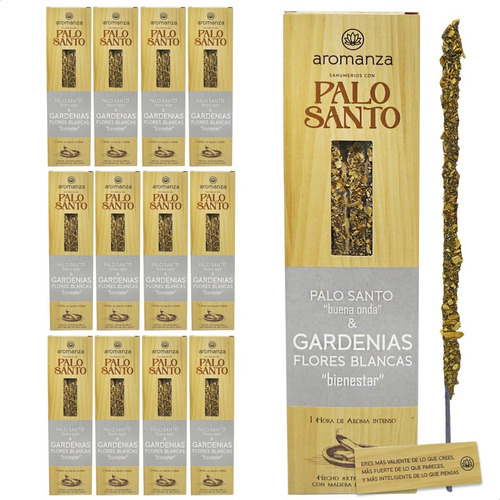 Sahumerio Aromanza Palo Santo Buena Onda Incienso Pack X12 Fragancia Diamante Negro - Aquí Y Ahora