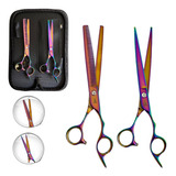 Kit Tesouras Cabelo Profissional Fio Navalha Desfiadeira 7.0