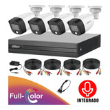 Kit 4 Camaras Dahua 2mp Full Color Ia Wizsense 2.8mm Audio