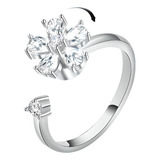 Anillo Giratorio Flor Elaborado En Plata .925 Ajustable