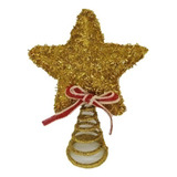 Estrela Decorativa Ponteira Festão Aramada 11cm Cor Dourado