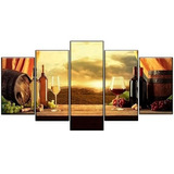 Quadro Decorativo Cortina Vinho Uvas 5pc Sala Quarto Painel