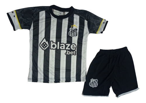 Kit Novo Conjunto Uniforme Infantil Santos Lançamento