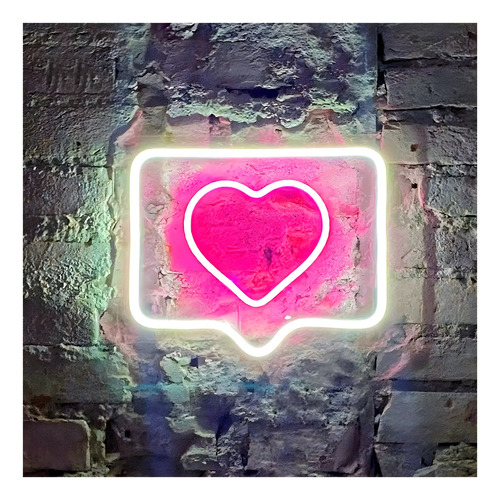 Luminária Neon Led Coração Like Instagram 35cm Led Neon