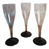 Copa Champagne Plastica Descartable Cristal Pie Negro X10u  