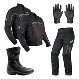 Kit Motoqueiro Masculino Strike Jaqueta Calça E Bota Texx