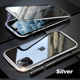 Capa Para iPhone 13 Magnetica 360 Aluminio Vidro 2 Lad Prata