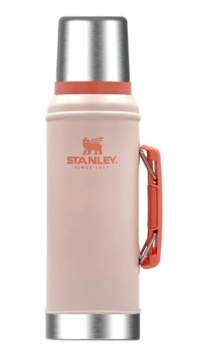 Termo Stanley Clasico Rosa 950 Ml Con Manija Y Tapon Cebador