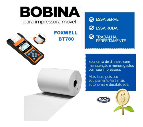 Kit 5 Bobinas Branca Para Impressora Térmica Foxwell Bt780