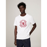 Playera Blanca De Punto Con Escudo De Hombre Tommy Hilfiger