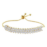 Pulseira Bracelete Dourada Com Zircônia Noiva Debutante Luxo