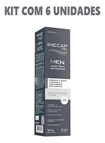 Kit Imecap Hair Men Loção Tônica Antiqueda C/6 Un De 100ml