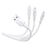 Cable Triple Carga Rápida Micro Usb Tipo C 3 En 1 Android 