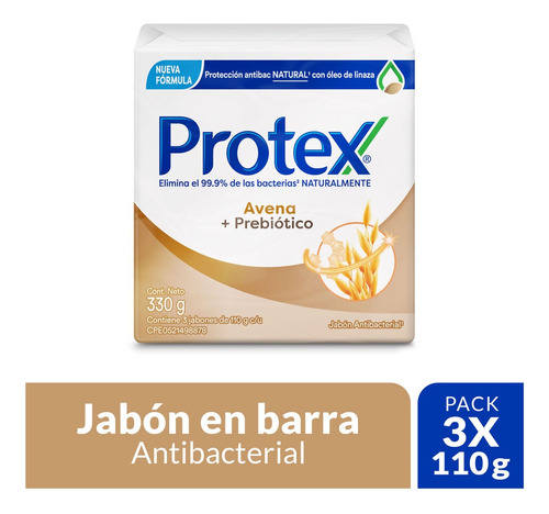 Jabon Antibacterial En Barra Protex Avena 3und X 110g
