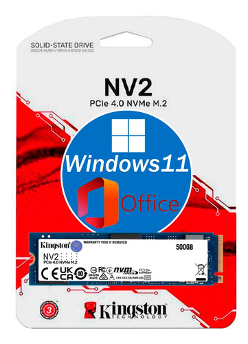 Ssd Nvme 500gb Kingston M2 Com Windows 11 E Pacote Office Instalado