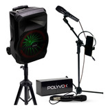 Kit Show Polyvox Caixa Amplificada Xc-715t+tripés+mic C/fio