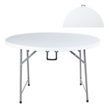 Mesa Redonda Comedor Plegable Portatil Evento 122 Cm Blanca