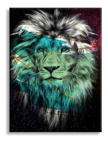 Quadro Decorativo Grande Leão Abstrato Figura Colorida