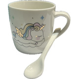 Taza De Cafe Con Cucharilla Lindo Diseño Kawaii Ideal Regalo