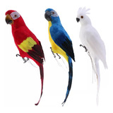 3 Piezas De Pájaros Artificiales De Varios Colores