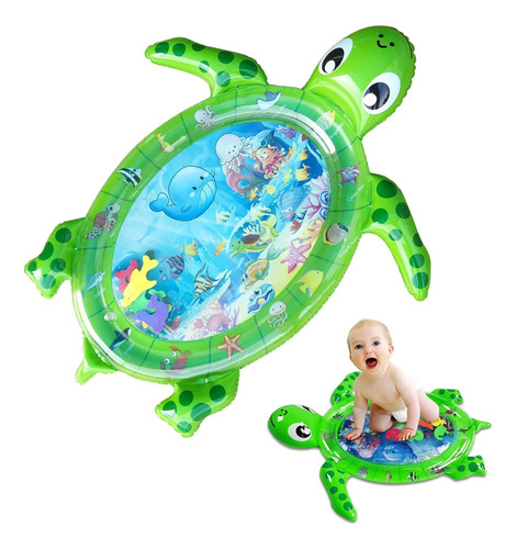 Alfombra De Agua Inflable Sensorial Para Bebe Tortuga 