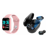 Reloj Smartwatch D20 Rosa + Auriculares Inalámbricos E7s