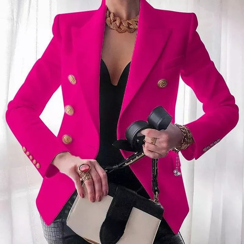 Blazer De Sastrería Para Mujer Con Botones Dorados