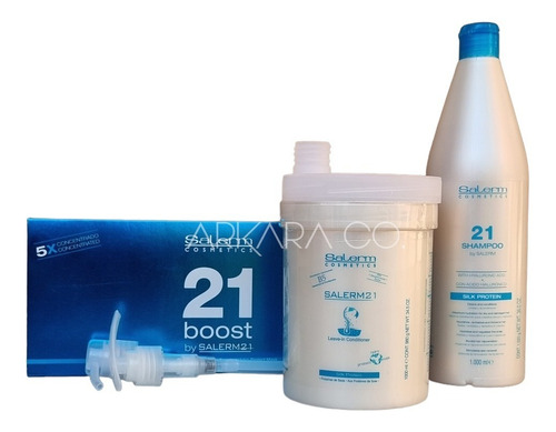 Kit Salerm 21 Ampolletas + Shampoo 1lt + Acondicionador 1lt