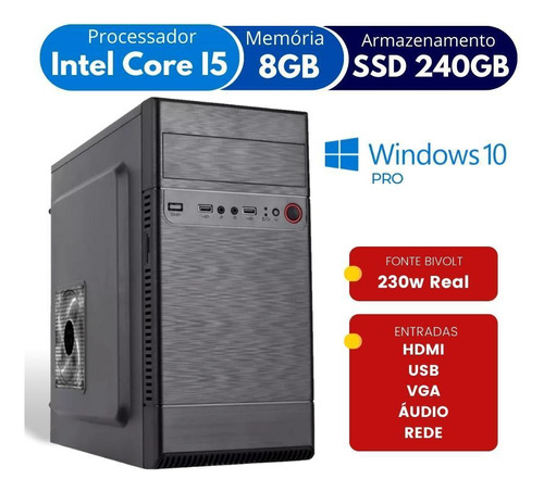 Computador Alphapc Intel Core I5 8 Gb Ssd 240 Windows 10 Pro