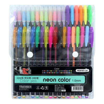 Plumas Gel Neón Punta Fina 1mm 36 Colores Hao-Yue Alta Intensidad | MercadoLibre