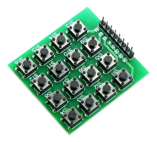 Teclado Matricial 4x4 Con 16 Pulsadores  Para Arduino