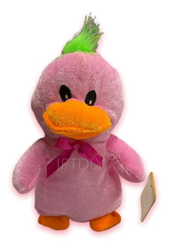 Peluche De Pato 17cm Rosado Pelo Verde Pa Niña Niño Relleno