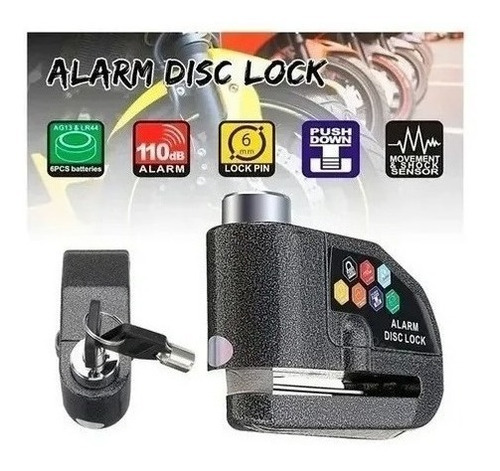 Candado Freno De Disco Con Alarma Para Moto O Bicicleta Inox